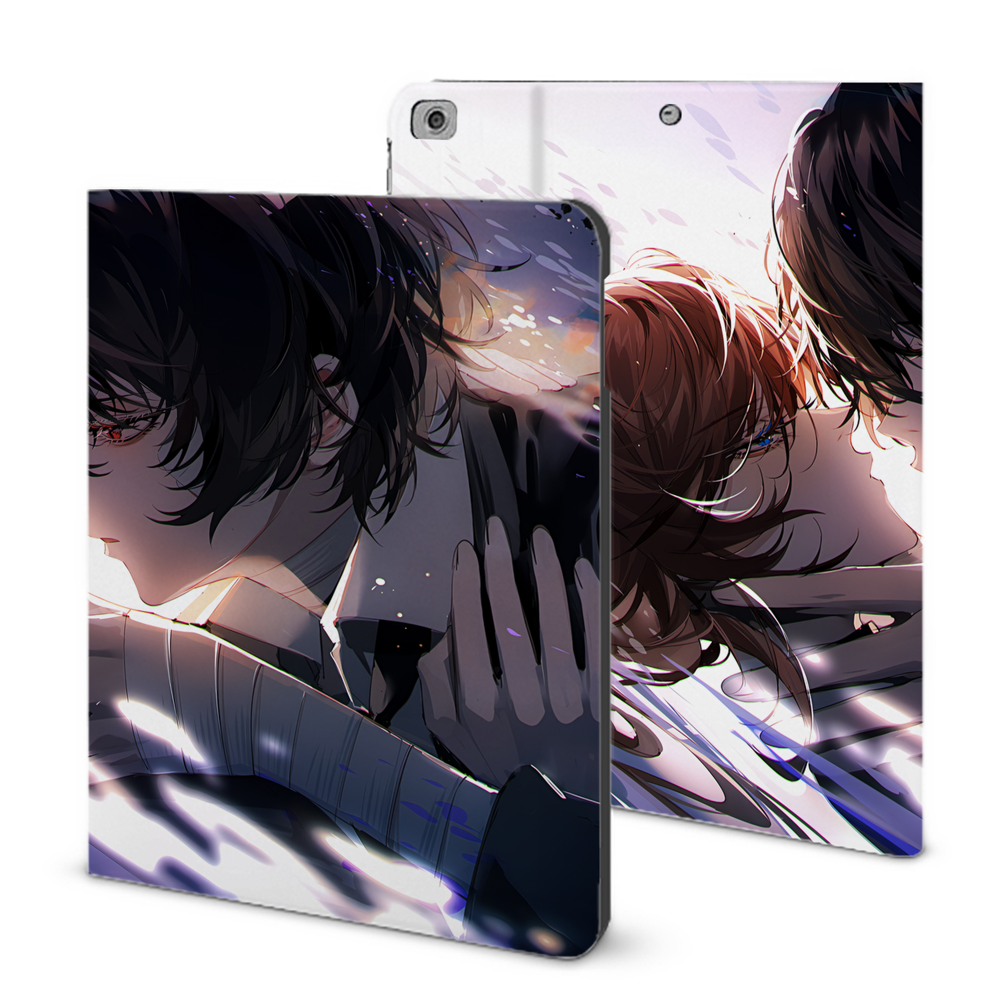 （画像用） 文豪ストレイドッグス Bungo Stray Dogs IPad ケース ブック型 PUレザー TPU 耐衝撃 軽量 薄型 ペン収納なし 全面保護 IPad 各モデル対応